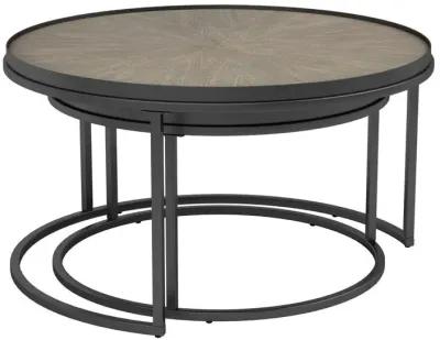 Rodrigo 2-piece Round Nesting Tables Weathered Elm