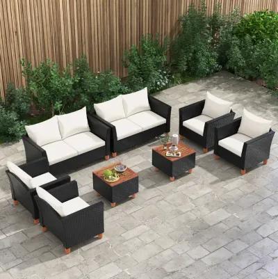 4 Pieces Outdoor Conversation Set with Storage Coffee Table