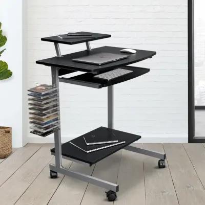 Compact Computer Cart With Storage, Espresso