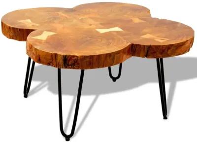 vidaXL Handmade Coffee Table, Sustainable Solid Sheesham Wood, Powder-Coated Iron Legs, Low-Profile, Unique Grains for Rich Aesthetic, Brown, Square