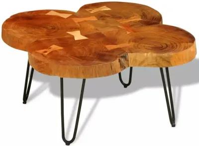 vidaXL Handmade Coffee Table, Sustainable Solid Sheesham Wood, Powder-Coated Iron Legs, Low-Profile, Unique Grains for Rich Aesthetic, Brown, Square