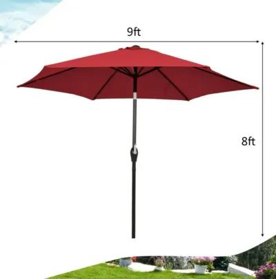 Hivvago 9 FT Outdoor Market Patio Table Umbrella Push Button Tilt Crank Lift