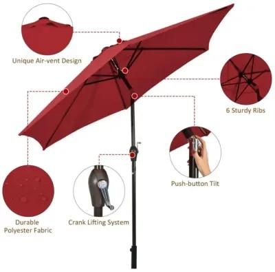 Hivvago 9 FT Outdoor Market Patio Table Umbrella Push Button Tilt Crank Lift