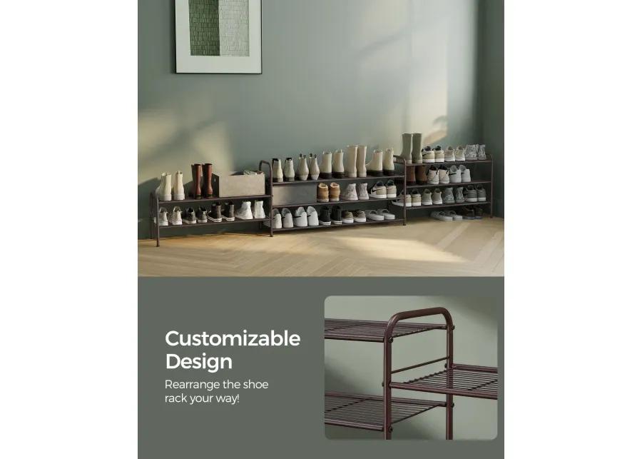 Wide 2-Tier Metal Shoe Rack