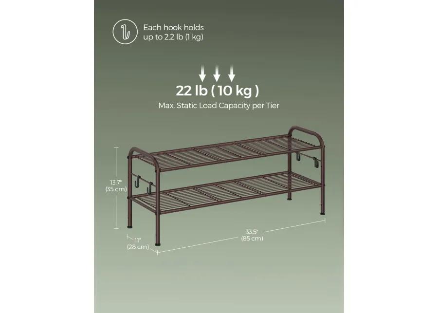 Wide 2-Tier Metal Shoe Rack