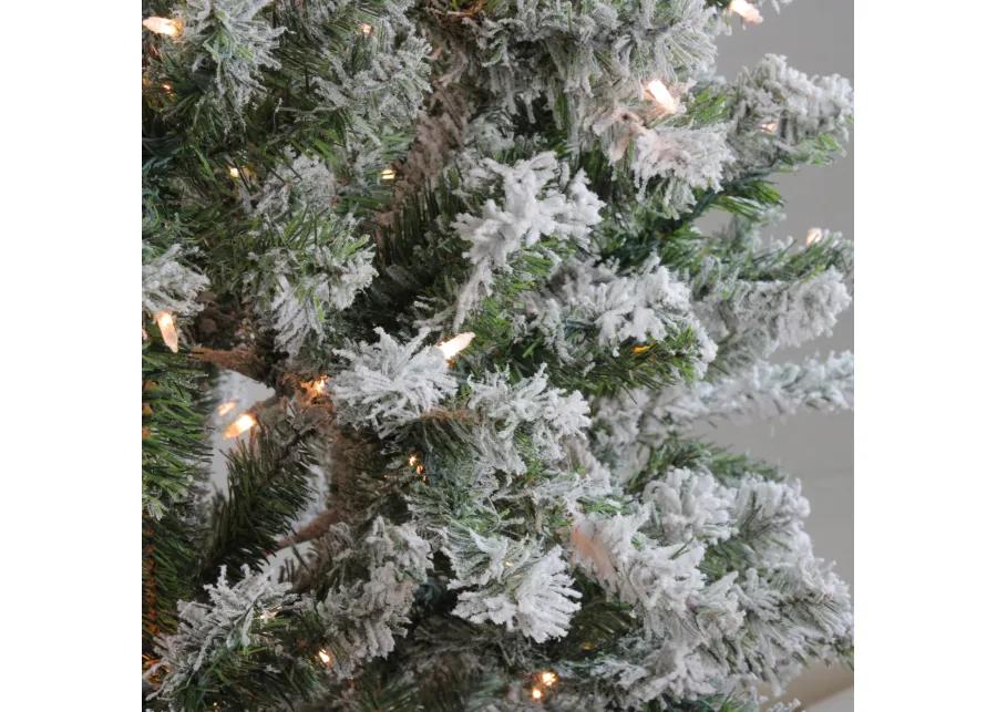 7' Pre-Lit Flocked Balsam Pine Artificial Christmas Tree - Clear Lights