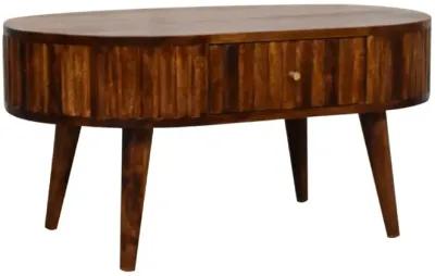 Stripe Chestnut Solid Wood 2 Drawer  Coffee Table