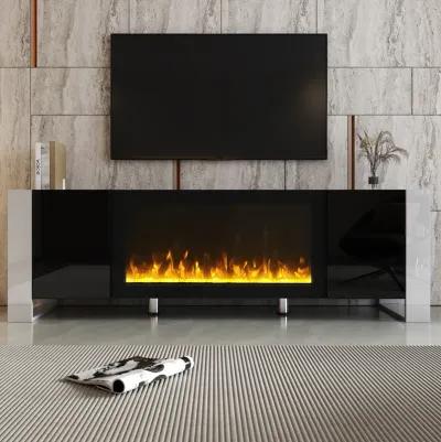 Merax Modern TV Stand with Non-heating Electric Fireplace