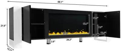 Merax Modern TV Stand with Non-heating Electric Fireplace