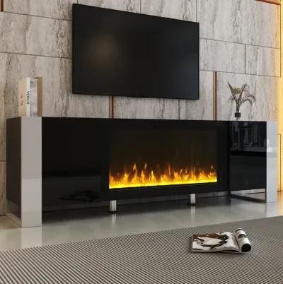 Merax Modern TV Stand with Non-heating Electric Fireplace