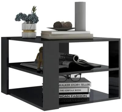 vidaXL Coffee Table High Gloss Gray 24"x24"x16" Chipboard