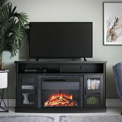 Barrow Creek Fireplace Space Heater Console with Glass Doors for TVs up to 60"