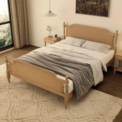 Merax Platform Bed Frame with Rattan Headboard