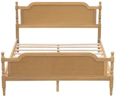 Merax Platform Bed Frame with Rattan Headboard