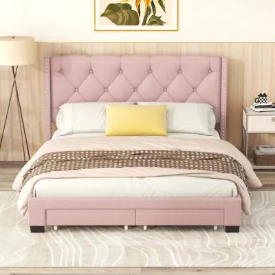 Merax Storage Bed Linen Upholstered Platform Bed