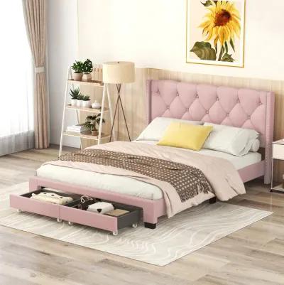 Merax Storage Bed Linen Upholstered Platform Bed