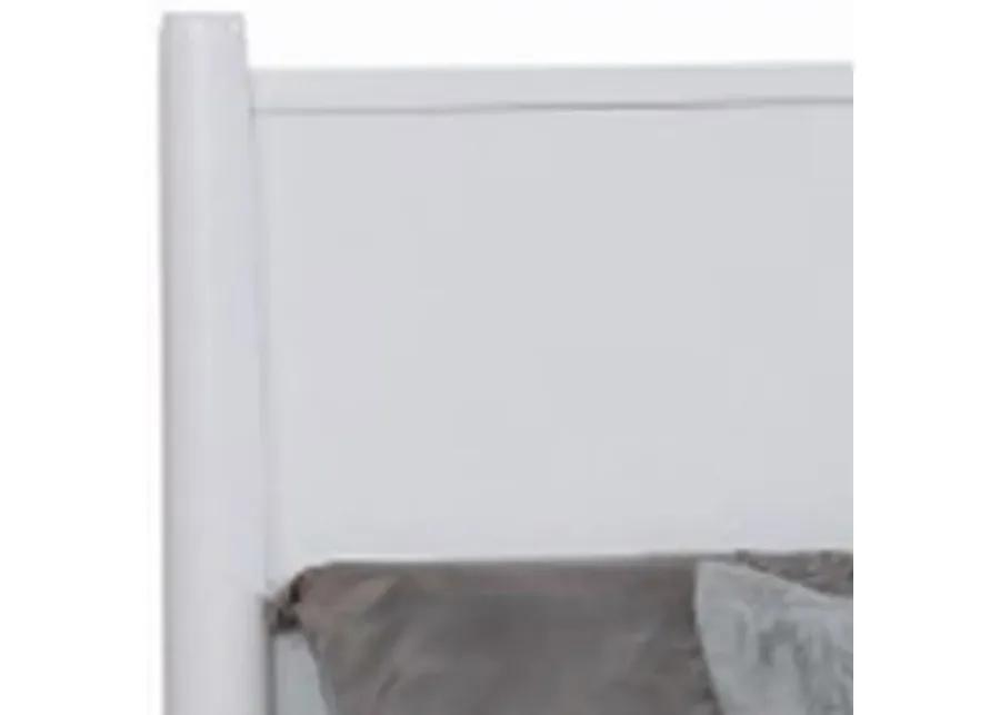 Wooden Eastern King Size Bed with Panel Headboard, White-Benzara