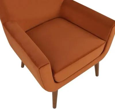 Comfort Pointe Accera Mid-Century Burnt Orange Velvet Arm Chair