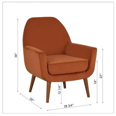 Comfort Pointe Accera Mid-Century Burnt Orange Velvet Arm Chair