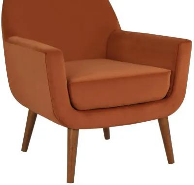 Comfort Pointe Accera Mid-Century Burnt Orange Velvet Arm Chair