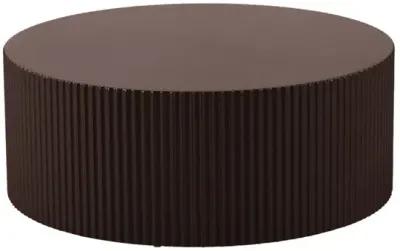 Artisanal Round MDF Coffee Table With Handcrafted Relief And Stunning Painting Finish, Brown