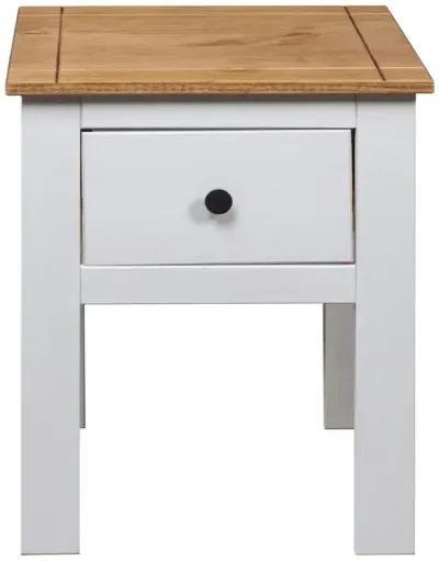 Bedside Cabinet White 18.1"x15.7"x22.4" Pine Panama Range