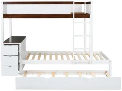 Twin Over Twin Bunk Bed With Twin Size Trundle, Storage And Desk