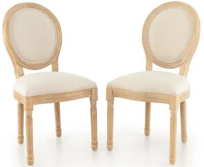 Rubber Wood Kitchen French Dining Chair Set of 2 with Sponge Padding and Round Backrest