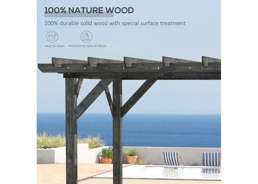 Black Outdoor Pavilion: 12'x10' Wood Pergola for Patio and Garden