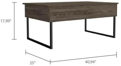 DEPOT E-SHOP Viena Lift Top Coffee Table, Flexible Shelf, Two Legs - Dark Walnut, For Living Room