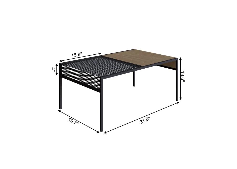 Kybele Brown and Black Iron Mesh Accent  Coffee Table