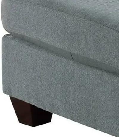 32 Inch Modern Square Ottoman with Plush Foam Seating, Gray Linen Fabric-Benzara