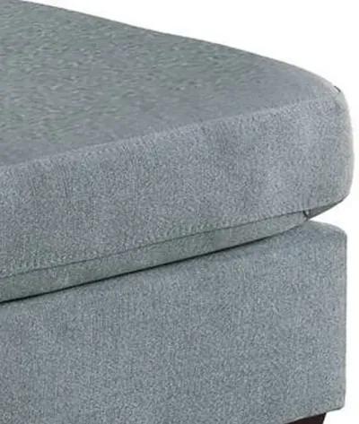 32 Inch Modern Square Ottoman with Plush Foam Seating, Gray Linen Fabric-Benzara