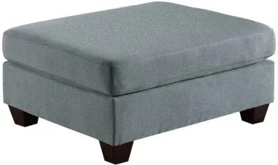 32 Inch Modern Square Ottoman with Plush Foam Seating, Gray Linen Fabric-Benzara