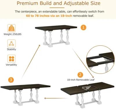 Merax 6-Piece Dining Table Chairs Bench Set