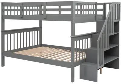 Modern Storage Bunk Bed with Open Shelves