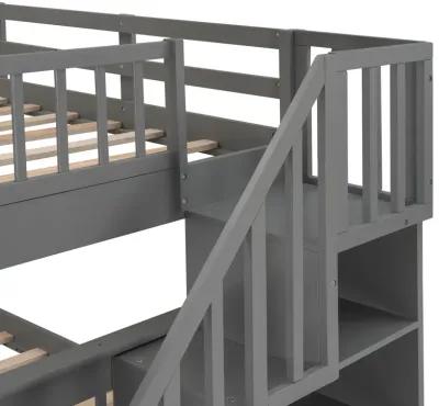 Modern Storage Bunk Bed with Open Shelves