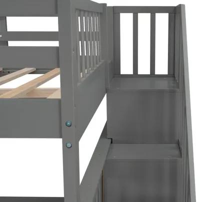 Modern Storage Bunk Bed with Open Shelves