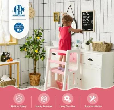 Hivvago Kids Kitchen Step Stool with Double Safety Rails