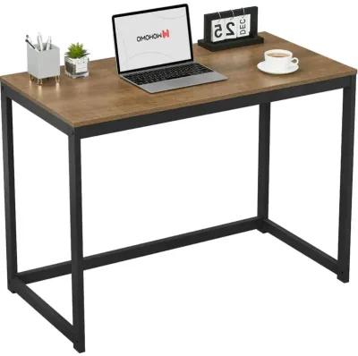 Hivvago Modern Home Office Laptop Computer Desk Table with Black Metal Frame Wood Top