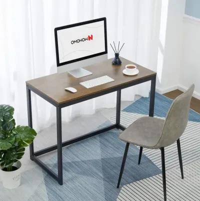 Hivvago Modern Home Office Laptop Computer Desk Table with Black Metal Frame Wood Top