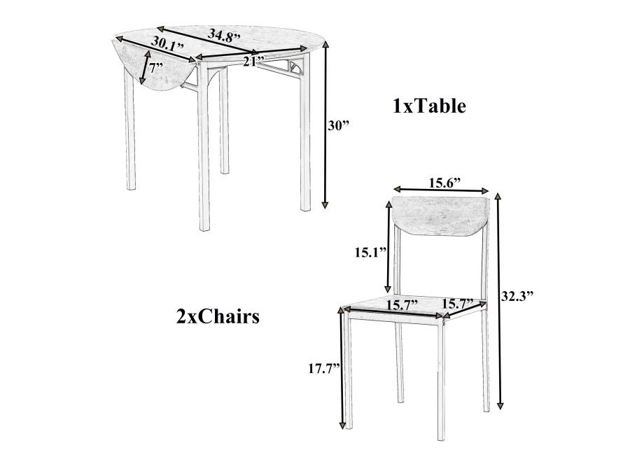 Merax Modern 3-Piece Round Dining Table Set