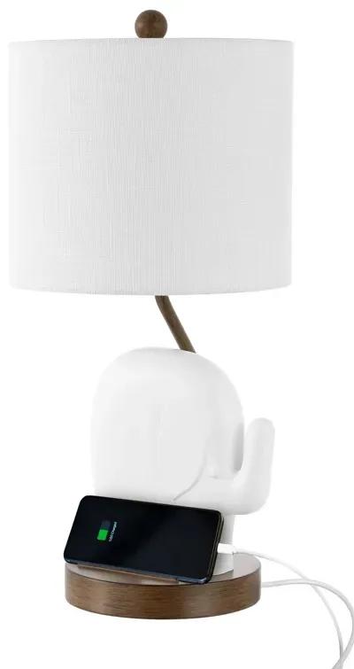 Ellie Bohemian Designer Iron/Resin Elephant LED Kids' Table Lamp with Phone Stand and USB Charging Port