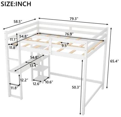 Merax Classic Loft Bed with Built-in Desk and Shelves