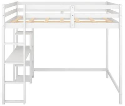 Merax Classic Loft Bed with Built-in Desk and Shelves