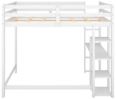 Merax Classic Loft Bed with Built-in Desk and Shelves