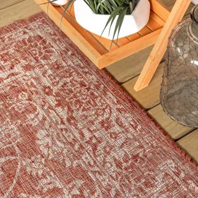 Tela Bohemian Textured Weave Floral Indoor/Outdoor Area Rug