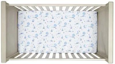 Lambs & Ivy Little Skipper Cotton Nautical Sailboat Fitted Crib/Toddler Sheet