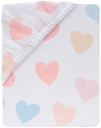 Bedtime Originals Rainbow Hearts White/Peach/Purple Baby Fitted Crib Sheet