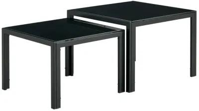 Nesting Coffee Table Set Of 2, Square Modern Stacking Table With Tempered Glass Finish